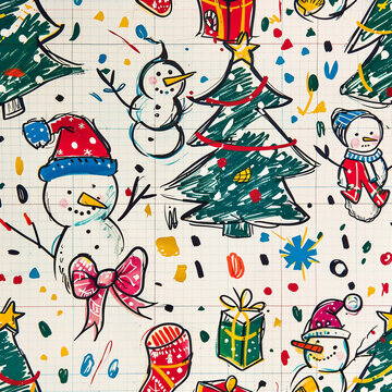 Playful All-Over Pattern of Chaotic Christmas Cookies with Colorful Sprinkles and Icing for Festive Fun Design