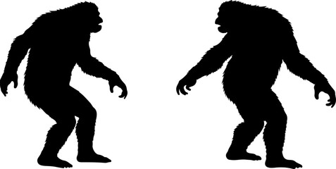 Bigfoot, Sasquatch , forest legend, humanoid,  walking vector bundle