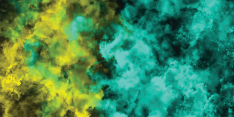 Abstract watercolor painting in vibrant yellow and teal colors creating a decorative artistic background for various creative purposes