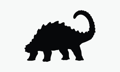 Ankylosaurs dinosaur silhouette,  spiked tail, prehistoric silhouette