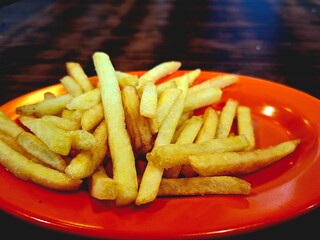 Warm French fries with sauce