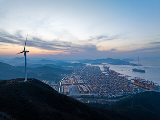 wind power station by port