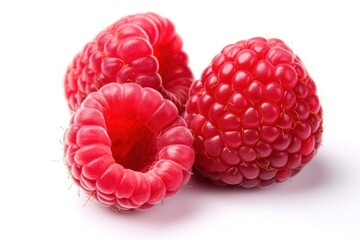 Fresh ripe raspberries on white