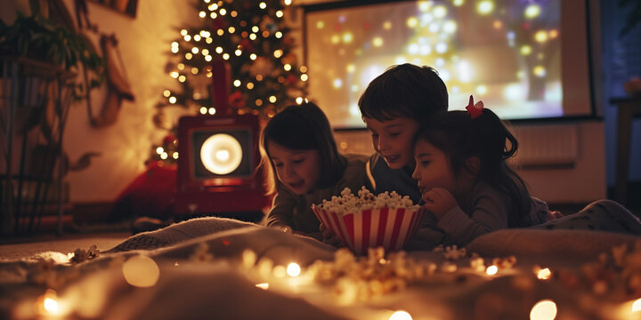Teen Siblings with Model Release Building a Blanket Fort in Their Living Room During Winter