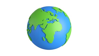 Stylized 3D rendering of planet earth showcasing continents and oceans representation