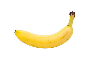 Single Ripe Yellow Banana on White Background.