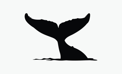 Whale silhouette, Whale black silhouette icon vector isolated on a white background, Whale black silhouette graphic design element