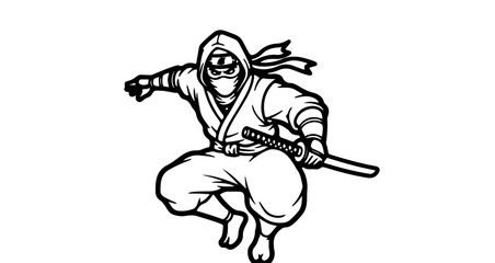 Ninja warrior silhouette vector illustration for martial arts and combat sports design and decoration use