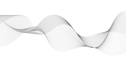 Abstract vector background with black wavy lines, Abstract wavy technology curve lines on transparent background isolated. 