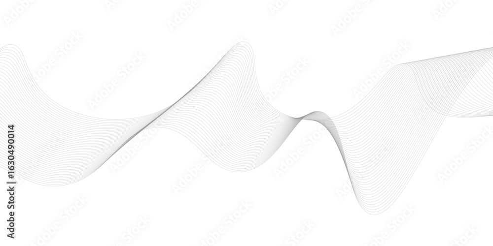 Poster abstract vector background with black wavy lines, abstract wavy technology curve lines on transparen