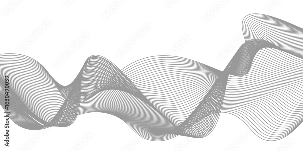 Poster abstract vector background with black wavy lines, abstract wavy technology curve lines on transparen