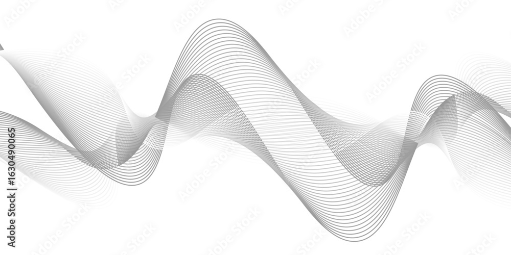 Poster abstract vector background with black wavy lines, abstract wavy technology curve lines on transparen