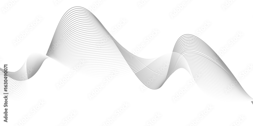 Poster abstract vector background with black wavy lines, abstract wavy technology curve lines on transparen