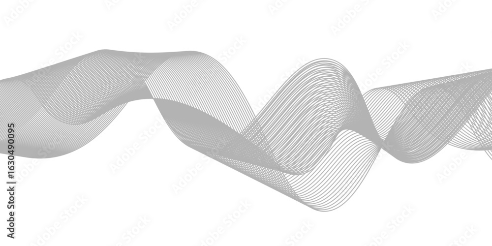Aufkleber abstract vector background with black wavy lines, abstract wavy technology curve lines on transparen