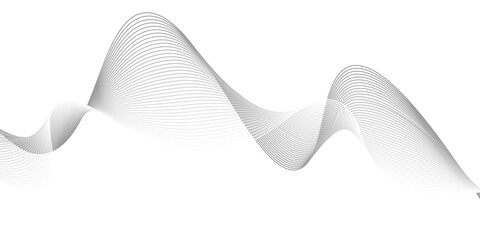 Abstract vector background with black wavy lines, Abstract wavy technology curve lines on transparent background isolated. 