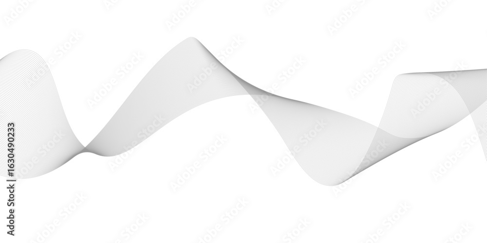 Poster abstract vector background with black wavy lines, abstract wavy technology curve lines on transparen