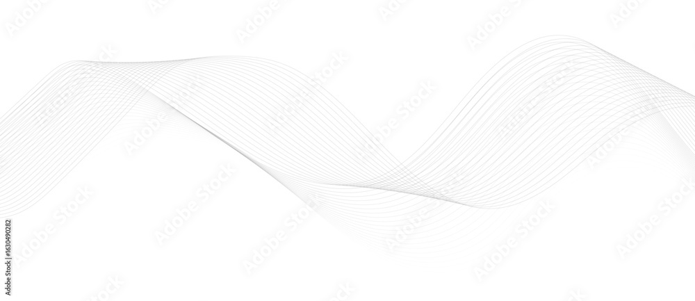 Aufkleber abstract vector background with black wavy lines, abstract wavy technology curve lines on transparen