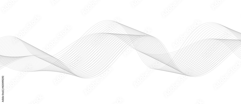 Poster abstract vector background with black wavy lines, abstract wavy technology curve lines on transparen