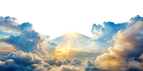 sky cloud sun light overlays isolated on white background, png, ai generated.