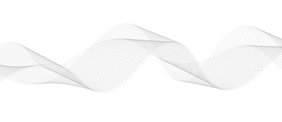 Abstract vector background with black wavy lines, Abstract wavy technology curve lines on transparent background isolated. 