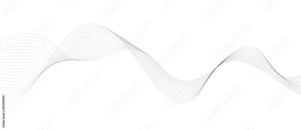 Poster abstract vector background with black wavy lines, abstract wavy technology curve lines on transparen