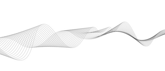 Abstract vector background with black wavy lines, Abstract wavy technology curve lines on transparent background isolated. 