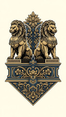 Ornate Vintage Lion Statues Emblematic of Power and Authority