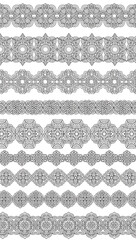 Collection of Decorative Ethnic Inspired Ornate Borders Vector Patterns Seamless