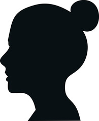 Elegant female silhouette in profile view, minimalist vector illustration.

