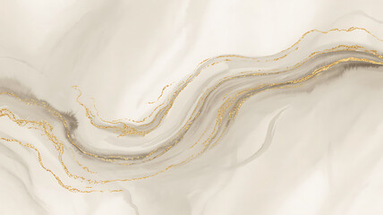 Elegant abstract swirls of cream and gold flowing across a textured background watercolor background