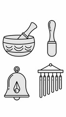 Collection of Four Symbols Representing Sound Healing and Meditation