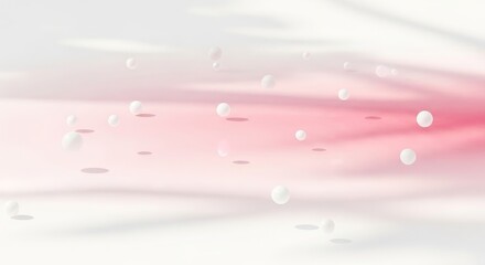 Soft Pink Dream: Floating Spheres and Sunlight - Gentle pink gradient background, symbolizing serenity, purity, hope, lightness, and new beginnings. White spheres add ethereal beauty