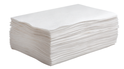 Flat stack of industrial tissue sheets background isolated on a Transparent background, PNG file.