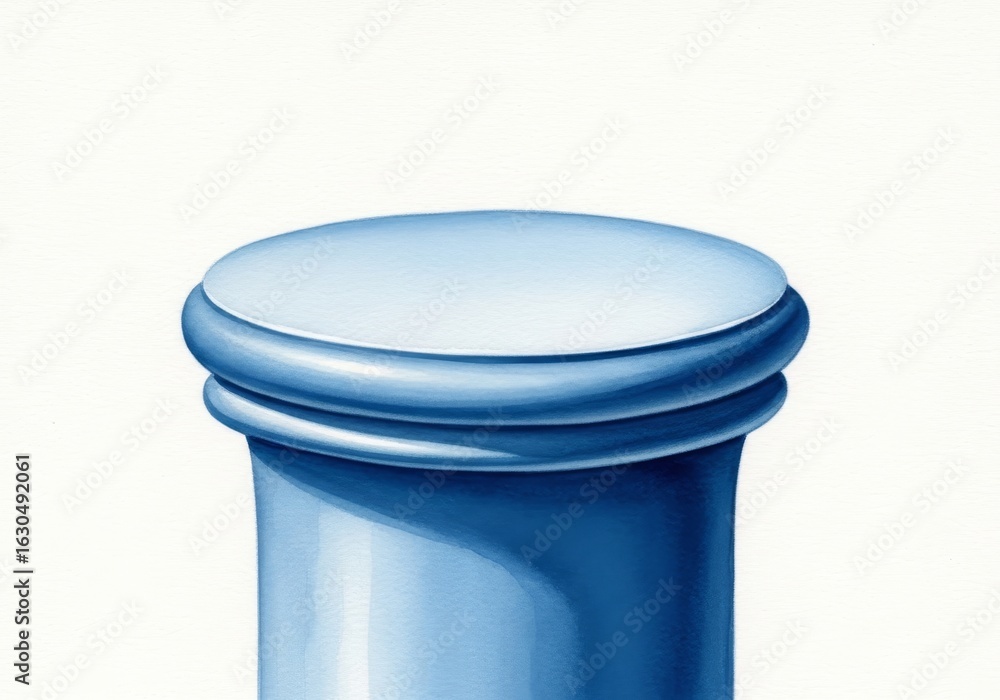 Poster blue column top detail - close-up of a smooth, blue column top with subtle light reflection. elegant