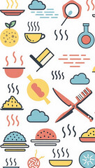 Collection of Hot Food and Drink Icons Representing Warmth and Comfort