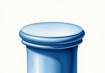 Blue Column Top Detail - Close-up of a smooth, blue column top with subtle light reflection. Elegant and minimalist design