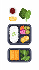 Pixel Art Bento Box Meal Delicious Asian Food Presentation Healthy Lunch