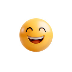 Joyful laughing emoji 3d rendered, isolated on transparent background