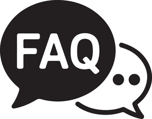 FAQ Sign Icon: Bold Vector Symbol, Black and White, Help Support Design