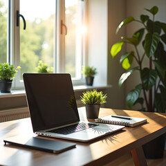 Fototapeta premium laptop on the table