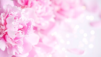 Fototapeta premium Delicate pink peonies, soft bokeh