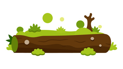 Brown Log Green Moss Fungi Vector Illustration fallen log