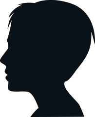Minimalist woman head side view, vector silhouette design.


