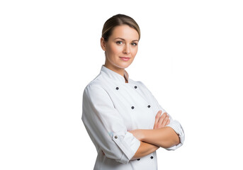 Confident Chef with Crossed Arms on White Background - Culinary Professional