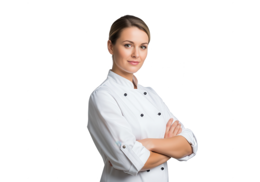 Confident Chef with Crossed Arms on White Background - Culinary Professional