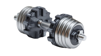 Foldable adjustable dumbbell concept design on clean isolated on a Transparent background, PNG file.