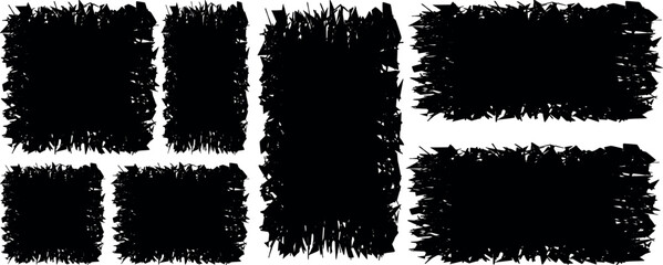 Grunge Frame and Border Vector Set – Black Paint Brush Strokes, Ink Textures, Dirty Splatter Shapes, Vintage Splash Silhouettes and Rough Stains for Artistic Design and Illustration