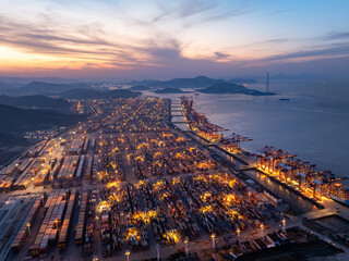 aerial view container in port