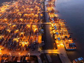 aerial view container in port