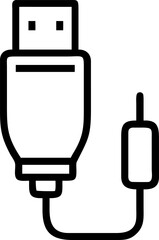 USB cable vector icon on white or transparent background. communication or conversation icons items Stroke icon collections. Editable Stroke icon collection Outline icon.
